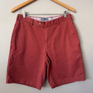 Peter Millar Shorts Mens 32 Red Vanderbilt Chino Golf Flat Front Pima Cotton 9"